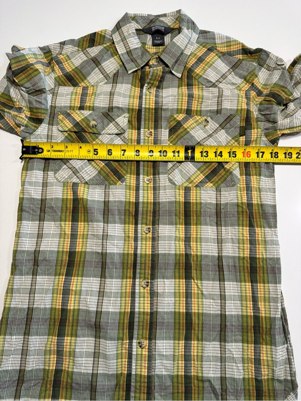 Outdoor Research Growler S/S Shirt Mens S Green Plaid Nylon Hiking Tech Gorpcore - Picture 8 of 10